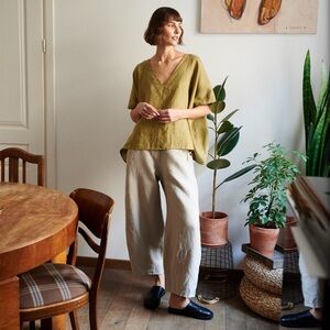 Linenfox Brie top pine green one size